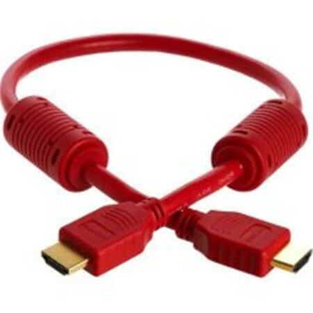 CMPLE 28AWG HDMI Cable with Ferrite Cores - Red- 1.5FT 974-N